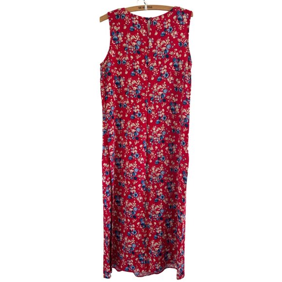 Vintage Emma James Vibrant Red Blue Floral Maxi Dress Rayon Size 14 - Picture 9 of 9